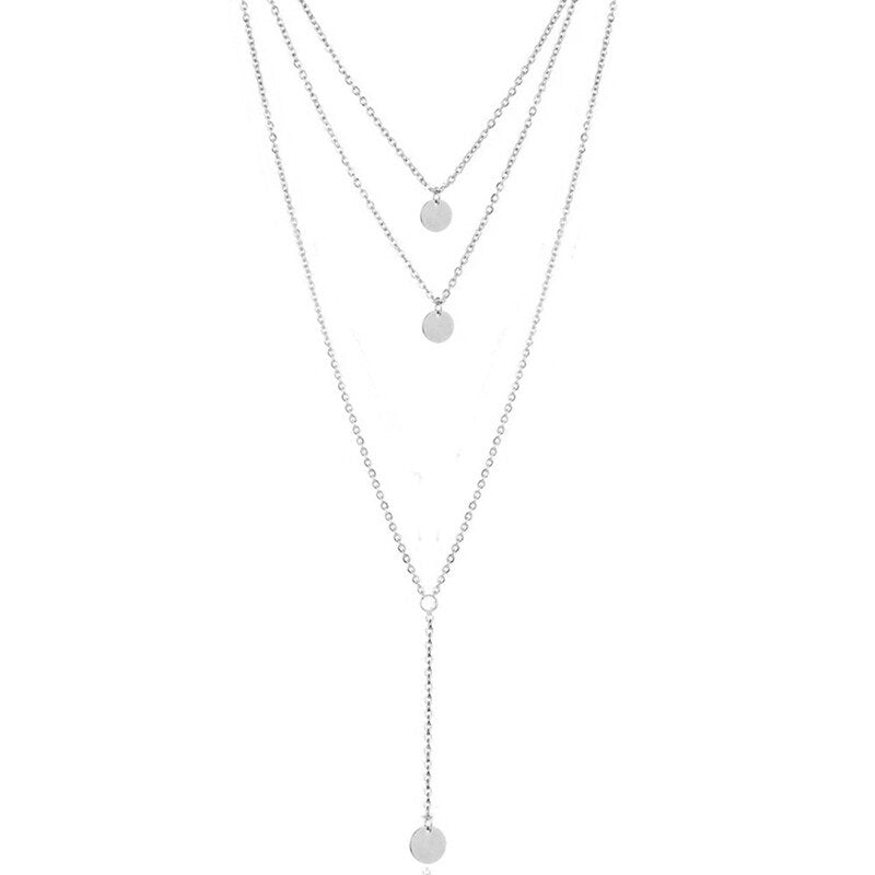 Triple layer drop pendant necklace