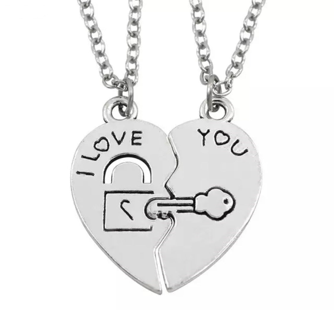 couples heart necklace